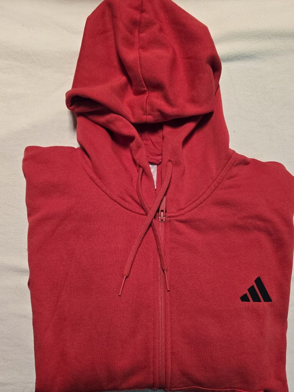 Adidas 3-Stripes Full Zip Fleece Hoodie Red Black Logo Men's 2XL NWT